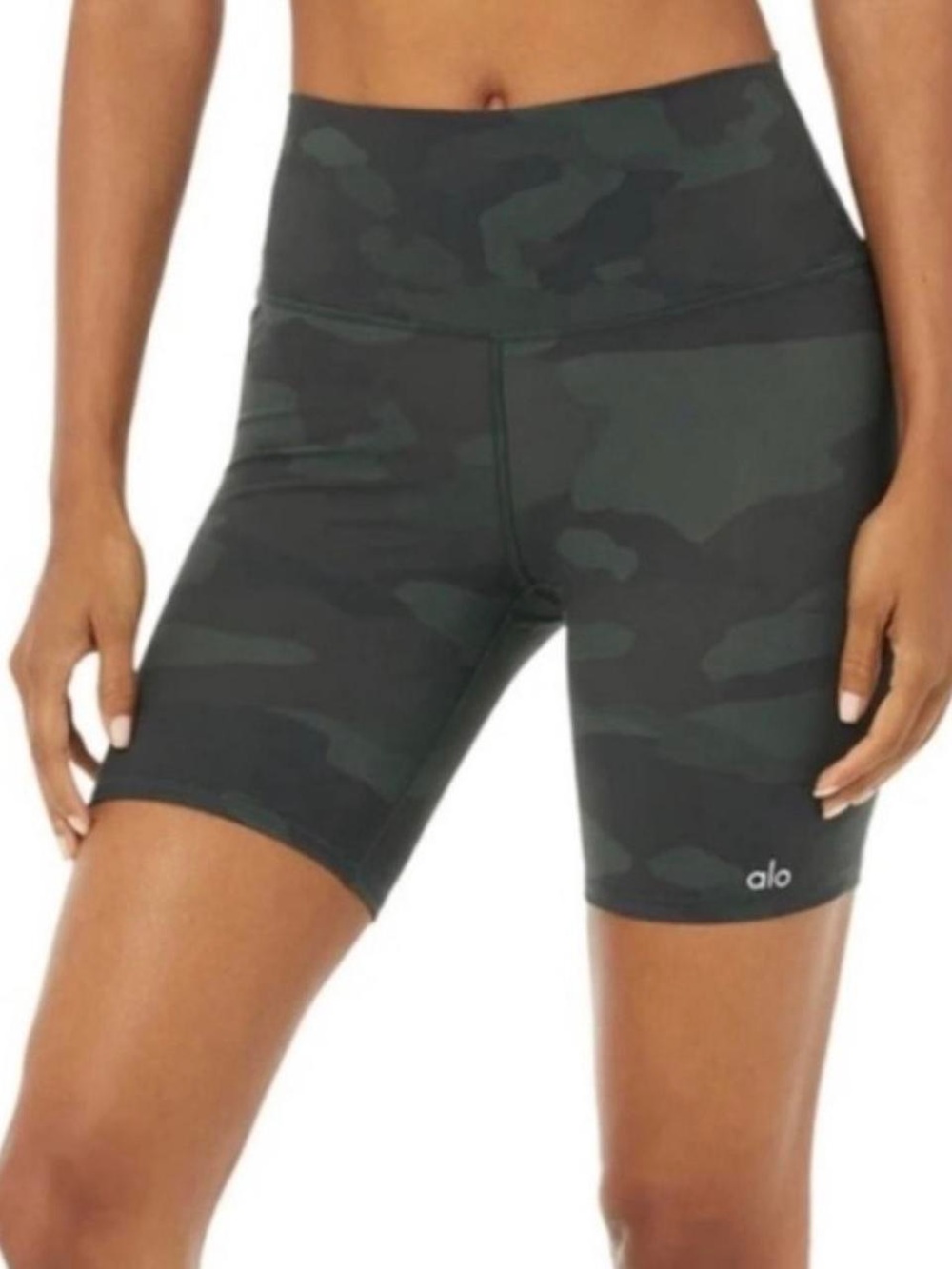 Alo Yoga High-Waist Vapor Shorts Hunter Green Camouflage Size Small
